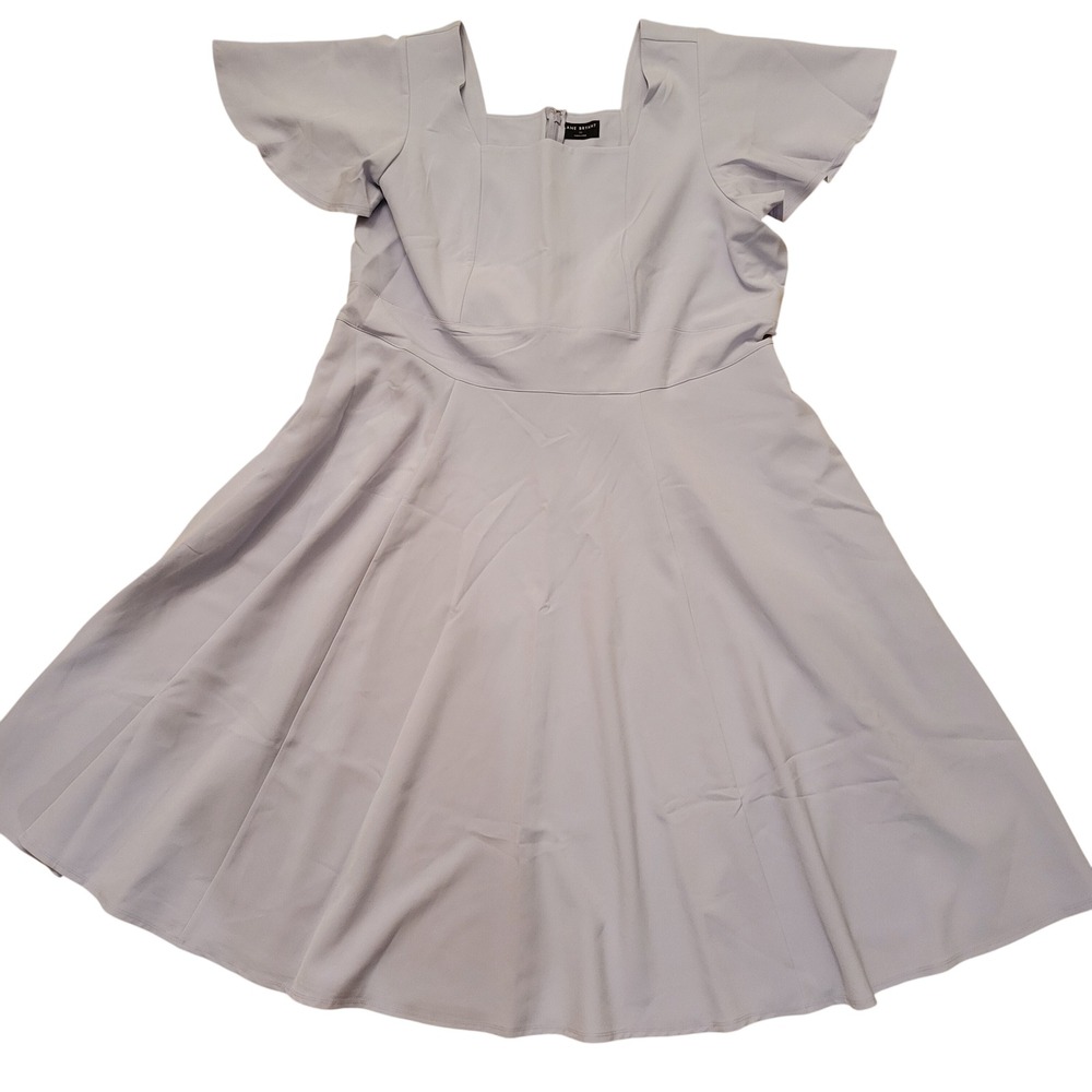 Lane Bryant Lavender Fit Flare‎ Midi Dress Square Neck Flutter Sleeve 22 Evening